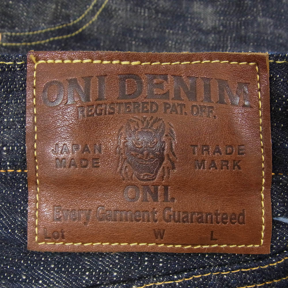 ONI DENIM 鬼デニム ONI288-Kasuri 鬼絣 17oz レギュラー ストレート ジーンズ 鬼かすり デニム パンツ W33 インディゴブルー系 33【極上美品】【中古】