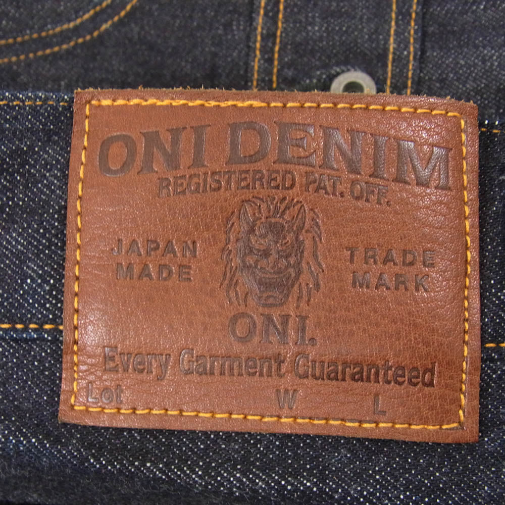 ONI DENIM 鬼デニム ONI-107 Low Tension Denim 15oz Bush Pants ローテンション ボタンフライ デニム ブッシュ パンツ L インディゴブルー系 L【新古品】【未使用】【中古】