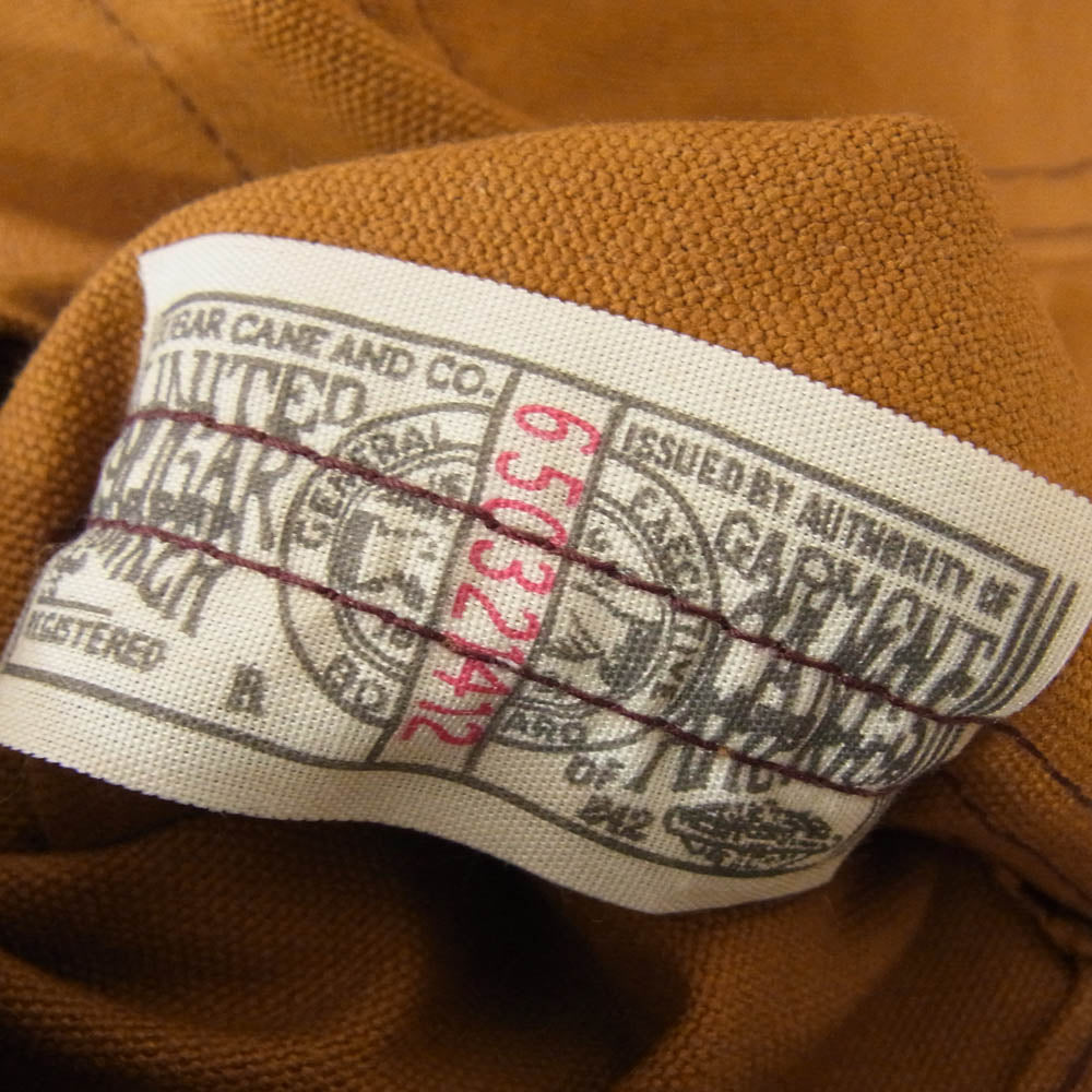 SUGAR CANE シュガーケーン SC15657 13oz. BROWN DUCK WORK COAT 13オンス ブラウンダック 生地 ワーク コート カバーオール ブラウン系 38【新古品】【未使用】【中古】