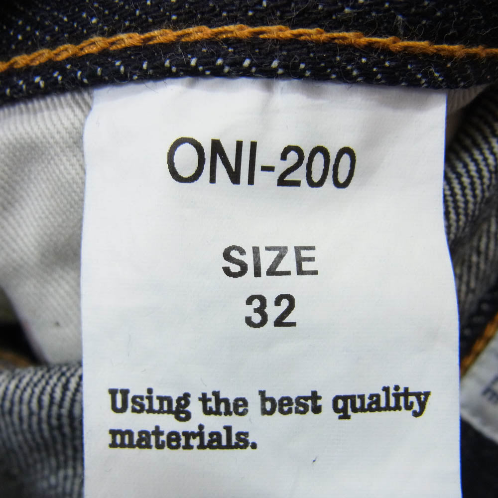 ONI DENIM 鬼デニム ONI-200 Wide Straight 15oz Low Tension Denim 15オンス ローテンション ワイド ストレート デニム パンツ W32 インディゴブルー系 32【新古品】【未使用】【中古】
