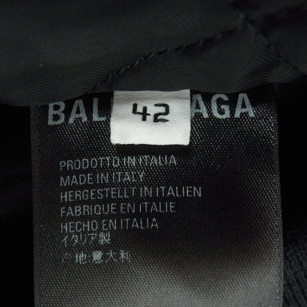 BALENCIAGA バレンシアガ 595226 TGU07 パリフラッグ 袖レザー スタジャン ブルゾン ジャケット ブラック系 42【中古】