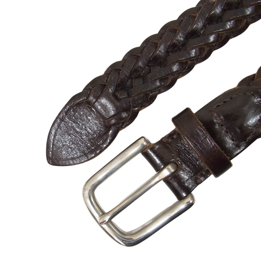 WHITE HOUSE COX ホワイトハウスコックス 28mm PLAITED BELT レザー メッシュ ベルト ブラウン系 32 80【中古】