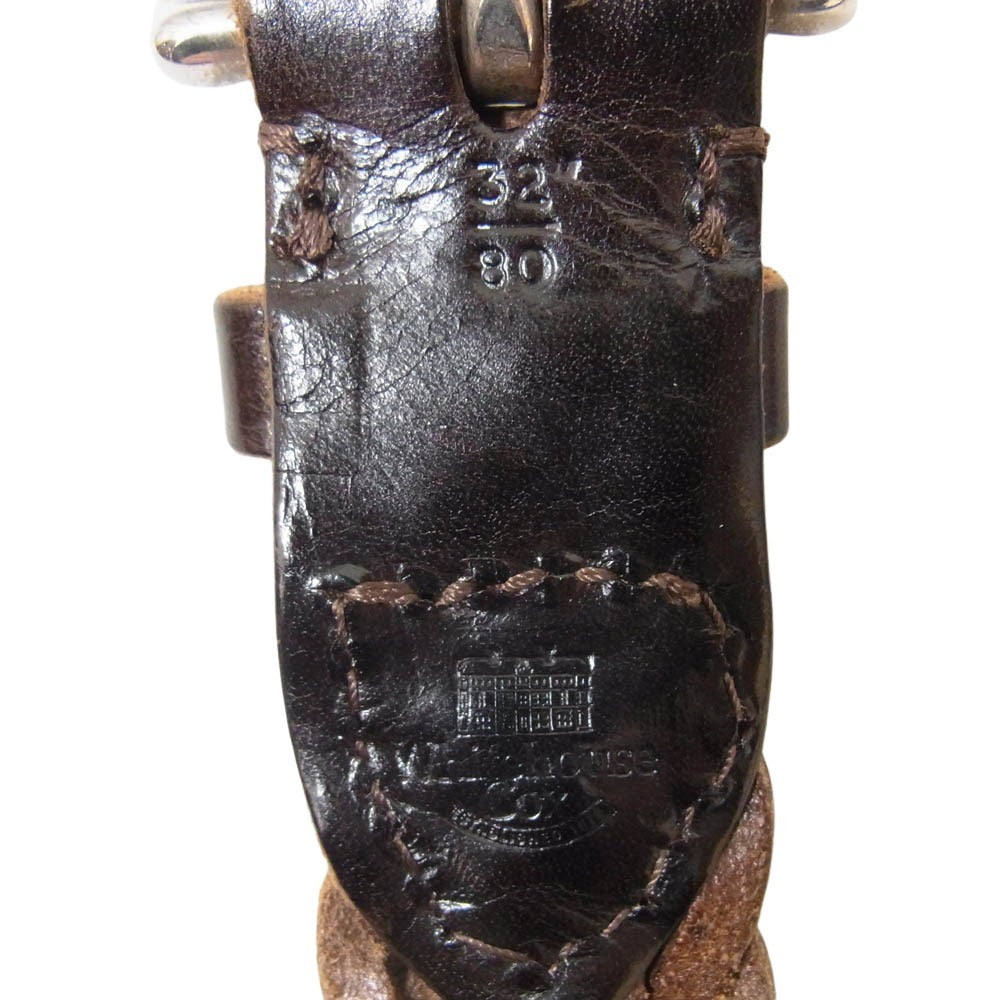 WHITE HOUSE COX ホワイトハウスコックス 28mm PLAITED BELT レザー メッシュ ベルト ブラウン系 32 80【中古】
