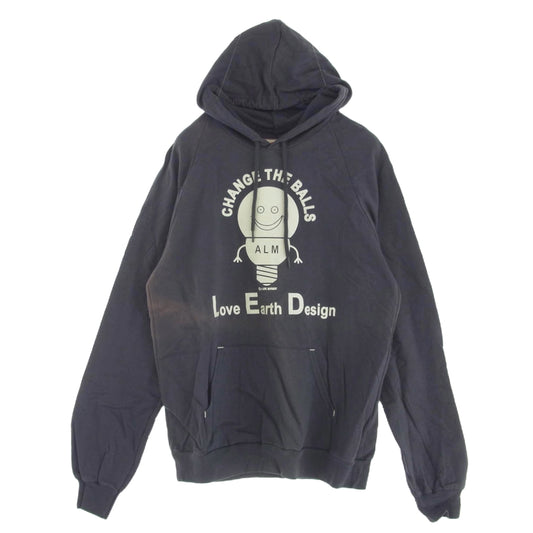 ア ラブ ムーブメント ALM CHANGE THE BALLS プリント スウェット パーカー ネイビー系 M【中古】