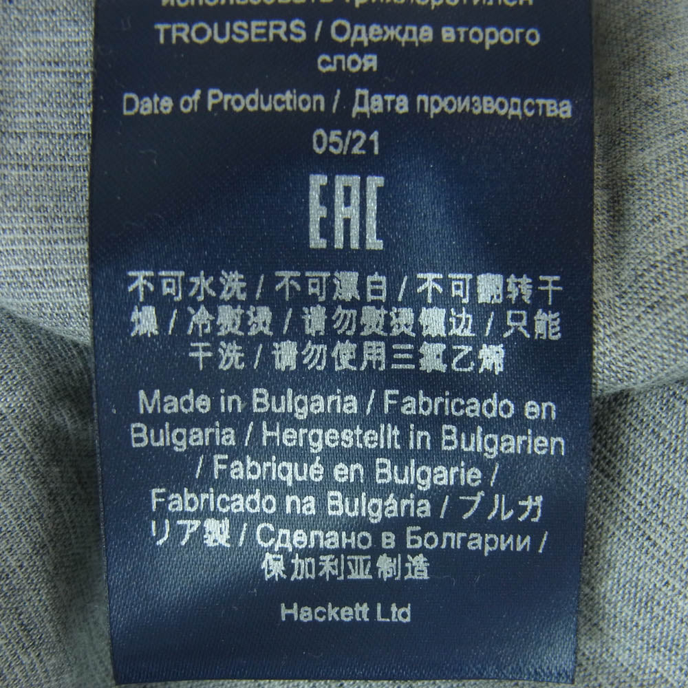 HACKETT LONDON ハケットロンドン HM212257L ウール カシミヤ混 チェック パンツ グレー系 34L【新古品】【未使用】【中古】