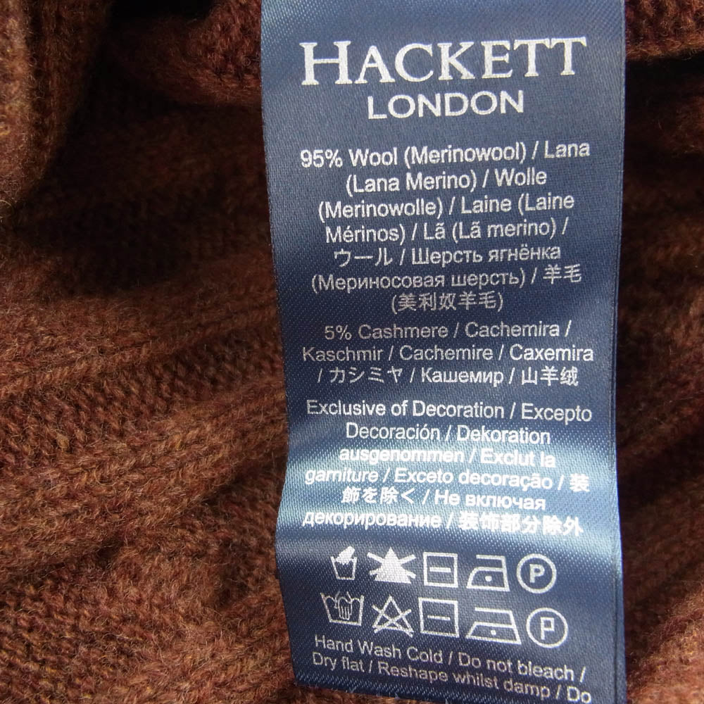 HACKETT LONDON ハケットロンドン HM70285I ウール カシミヤ ケーブル ニット セーター ブラウン系 L【新古品】【未使用】【中古】