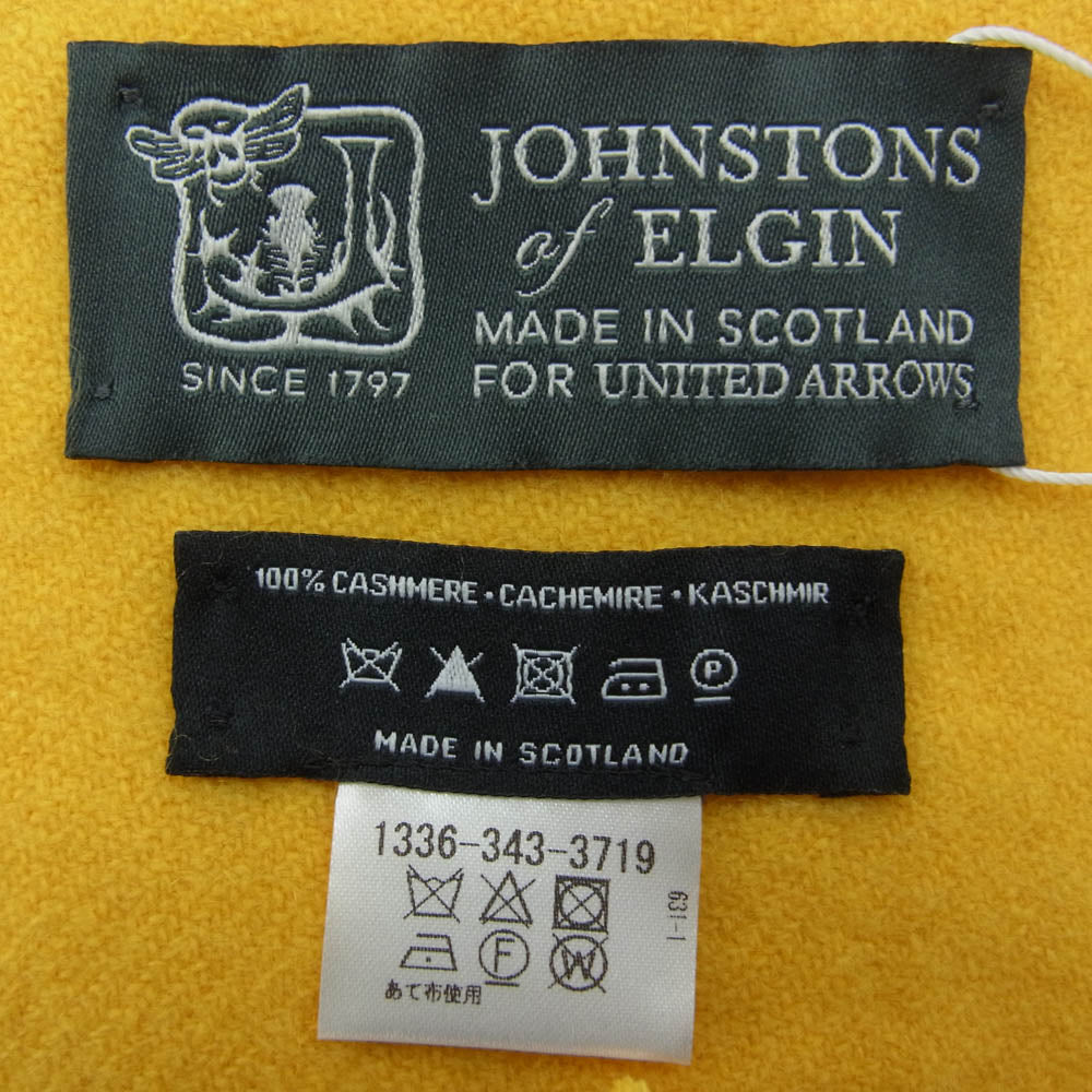 Johnstons of Elgin ジョンストンズ オブ エルガン 1336-343-3719-5500 UNITED ARROWS ユナイテッドアローズ 別注 カシミヤ 100% マフラー ストール イエロー系【新古品】【未使用】【中古】