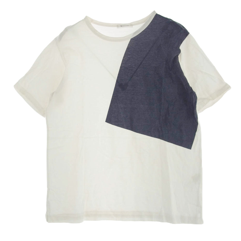 Y's Yohji Yamamoto ワイズ ヨウジヤマモト カラー切替 コットン 半袖 カットソー Tシャツ ホワイト系【中古】