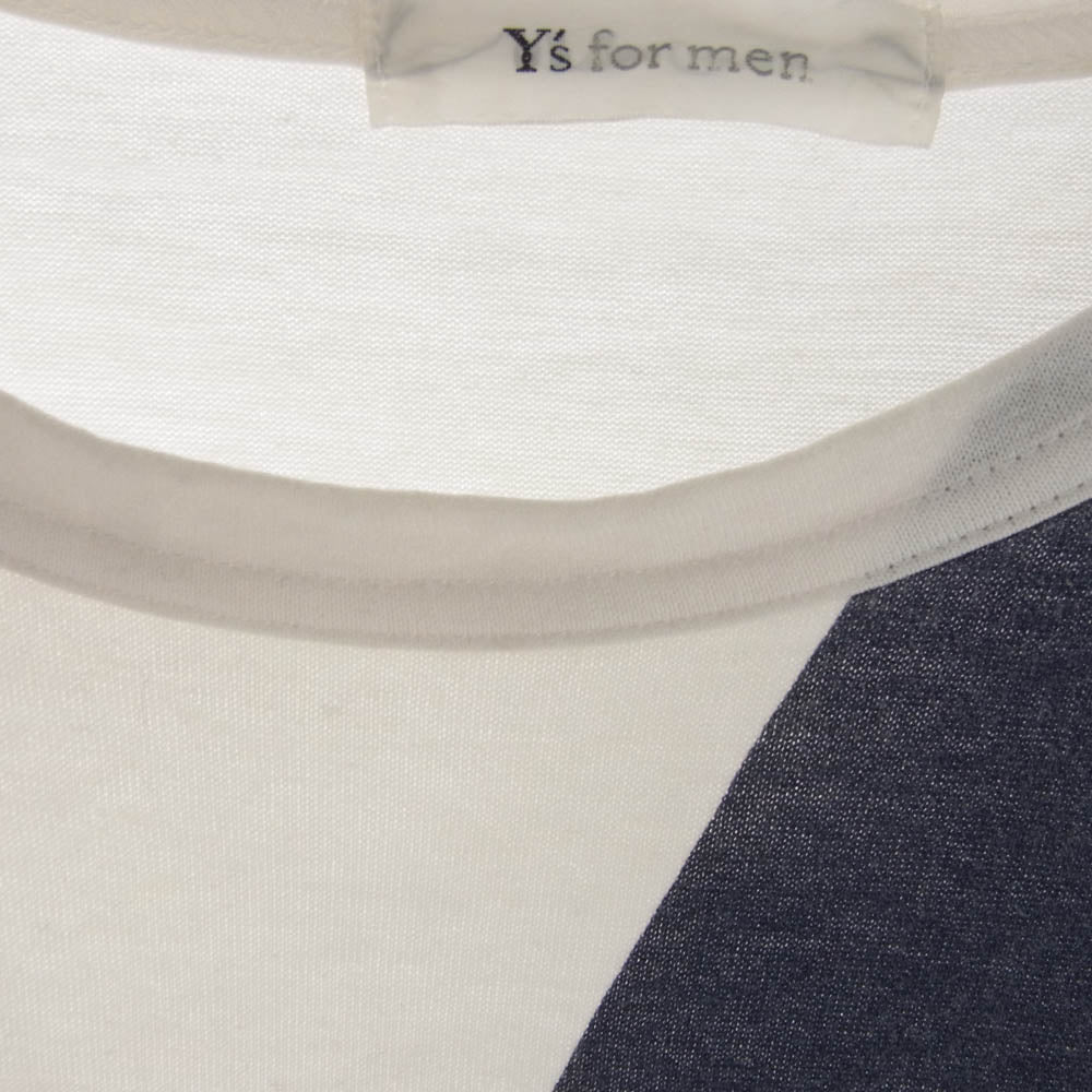 Y's Yohji Yamamoto ワイズ ヨウジヤマモト カラー切替 コットン 半袖 カットソー Tシャツ ホワイト系【中古】