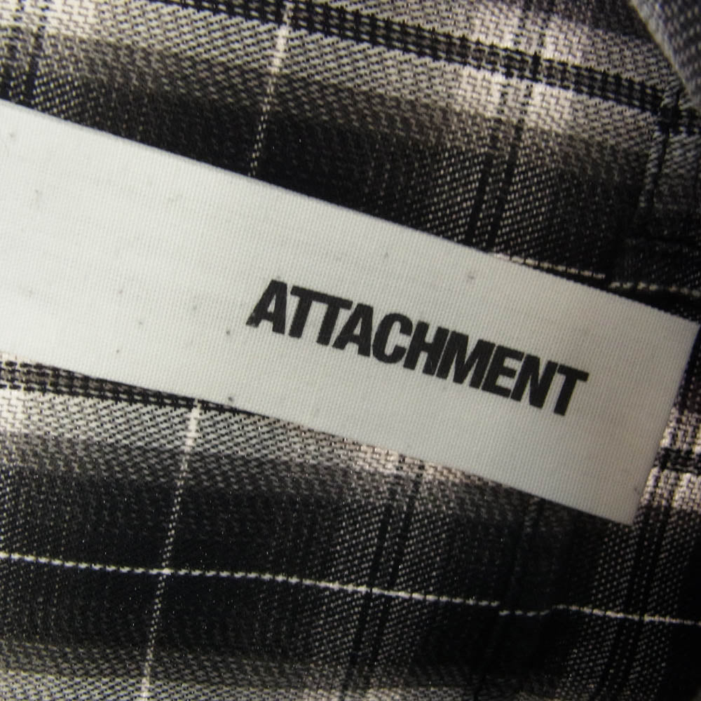 ATTACHMENT アタッチメント オンブレ チェック コットン 長袖 ロング シャツ ブラック系 2【中古】