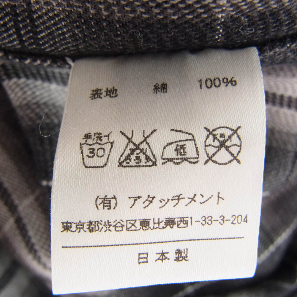ATTACHMENT アタッチメント オンブレ チェック コットン 長袖 ロング シャツ ブラック系 2【中古】