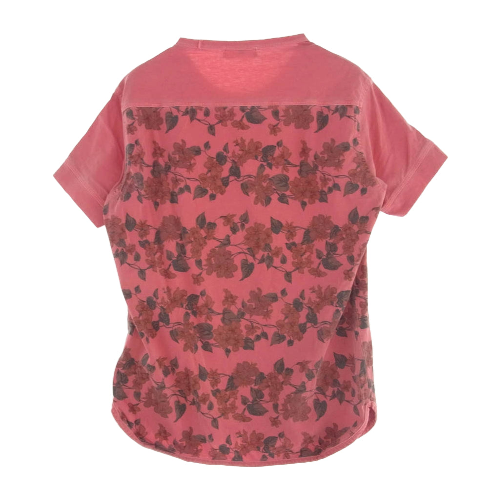 Y's Yohji Yamamoto ワイズ ヨウジヤマモト コットン クルーネック 半袖 カットソー Tシャツ 花柄 総柄 レッド系 3【中古】