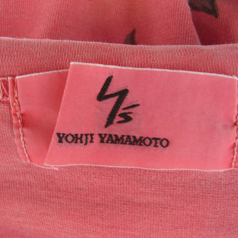 Y's Yohji Yamamoto ワイズ ヨウジヤマモト コットン クルーネック 半袖 カットソー Tシャツ 花柄 総柄 レッド系 3【中古】