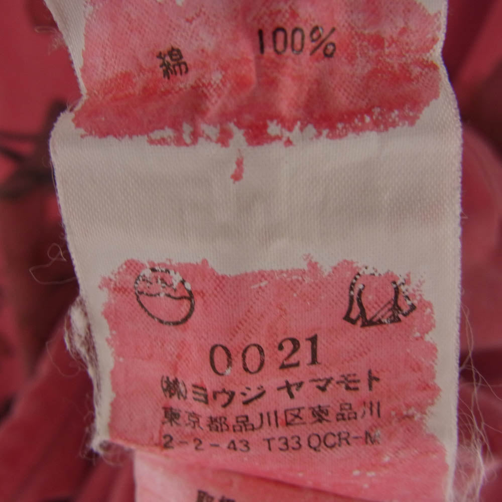 Y's Yohji Yamamoto ワイズ ヨウジヤマモト コットン クルーネック 半袖 カットソー Tシャツ 花柄 総柄 レッド系 3【中古】