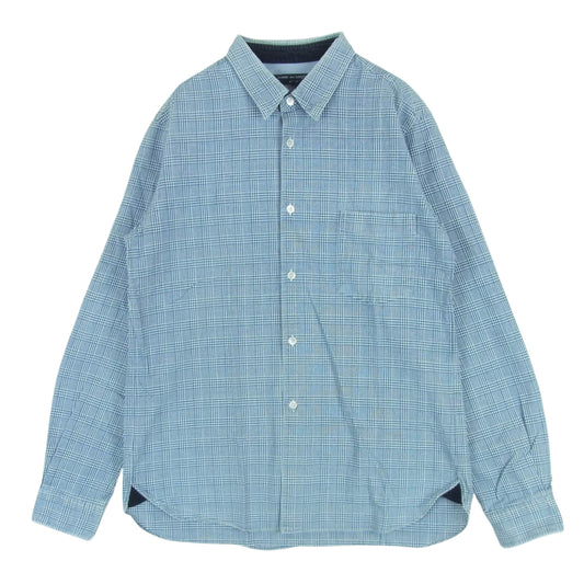 COMME des GARCONS HOMME コムデギャルソンオム 袖口 コーデュロイ切替 長袖 シャツ チェック柄 ライトブルー系 ホワイト系 S【中古】