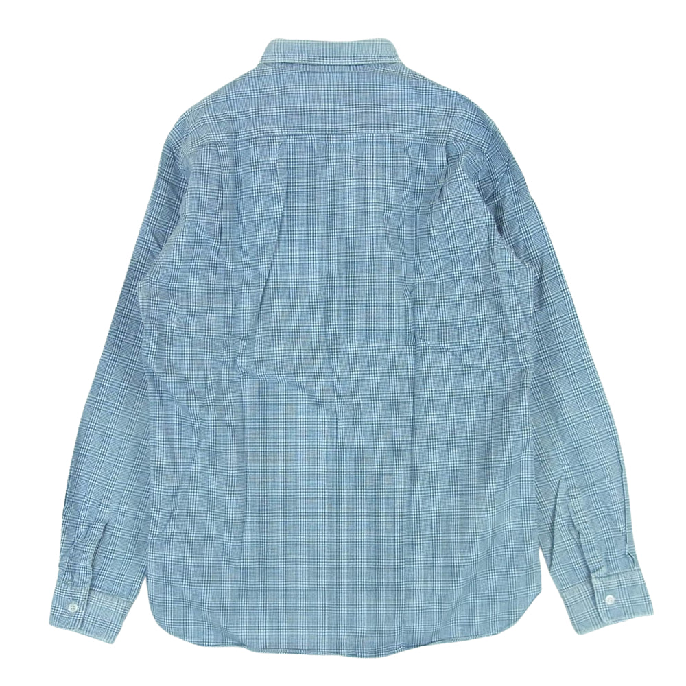 COMME des GARCONS HOMME コムデギャルソンオム 袖口 コーデュロイ切替 長袖 シャツ チェック柄 ライトブルー系 ホワイト系 S【中古】