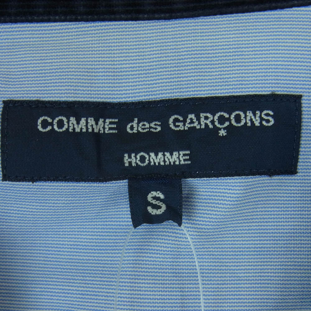 COMME des GARCONS HOMME コムデギャルソンオム 袖口 コーデュロイ切替 長袖 シャツ チェック柄 ライトブルー系 ホワイト系 S【中古】