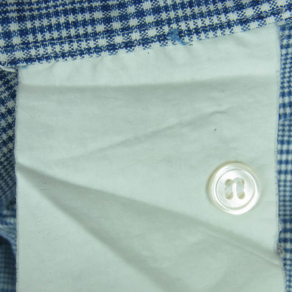 COMME des GARCONS HOMME コムデギャルソンオム 袖口 コーデュロイ切替 長袖 シャツ チェック柄 ライトブルー系 ホワイト系 S【中古】