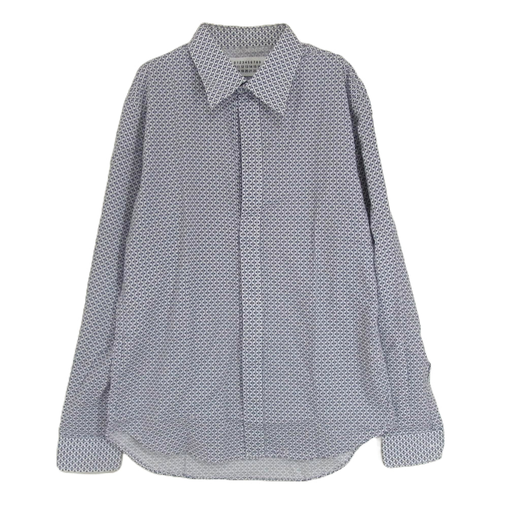 MAISON MARTIN MARGIELA メゾンマルタンマルジェラ 06SS 30 DL010 10ライン ここのえタグ チェーン柄 コットン 長袖 シャツ ブルー系 サイズ表記無【中古】
