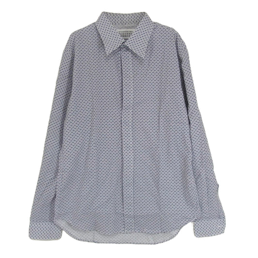 MAISON MARTIN MARGIELA メゾンマルタンマルジェラ 06SS 30 DL010 10ライン ここのえタグ チェーン柄 コットン 長袖 シャツ ブルー系 サイズ表記無【中古】