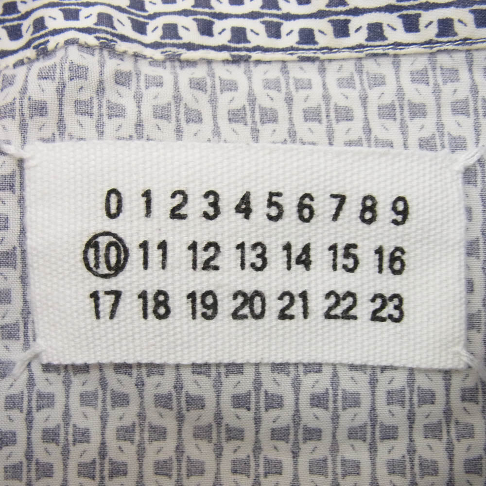 MAISON MARTIN MARGIELA メゾンマルタンマルジェラ 06SS 30 DL010 10ライン ここのえタグ チェーン柄 コットン 長袖 シャツ ブルー系 サイズ表記無【中古】
