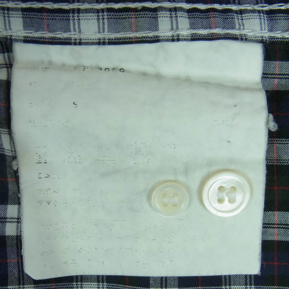 COMME des GARCONS HOMME コムデギャルソンオム チェック柄 切替 ボタンダウン 長袖 シャツ ライトブルー系 ネイビー系 S【中古】