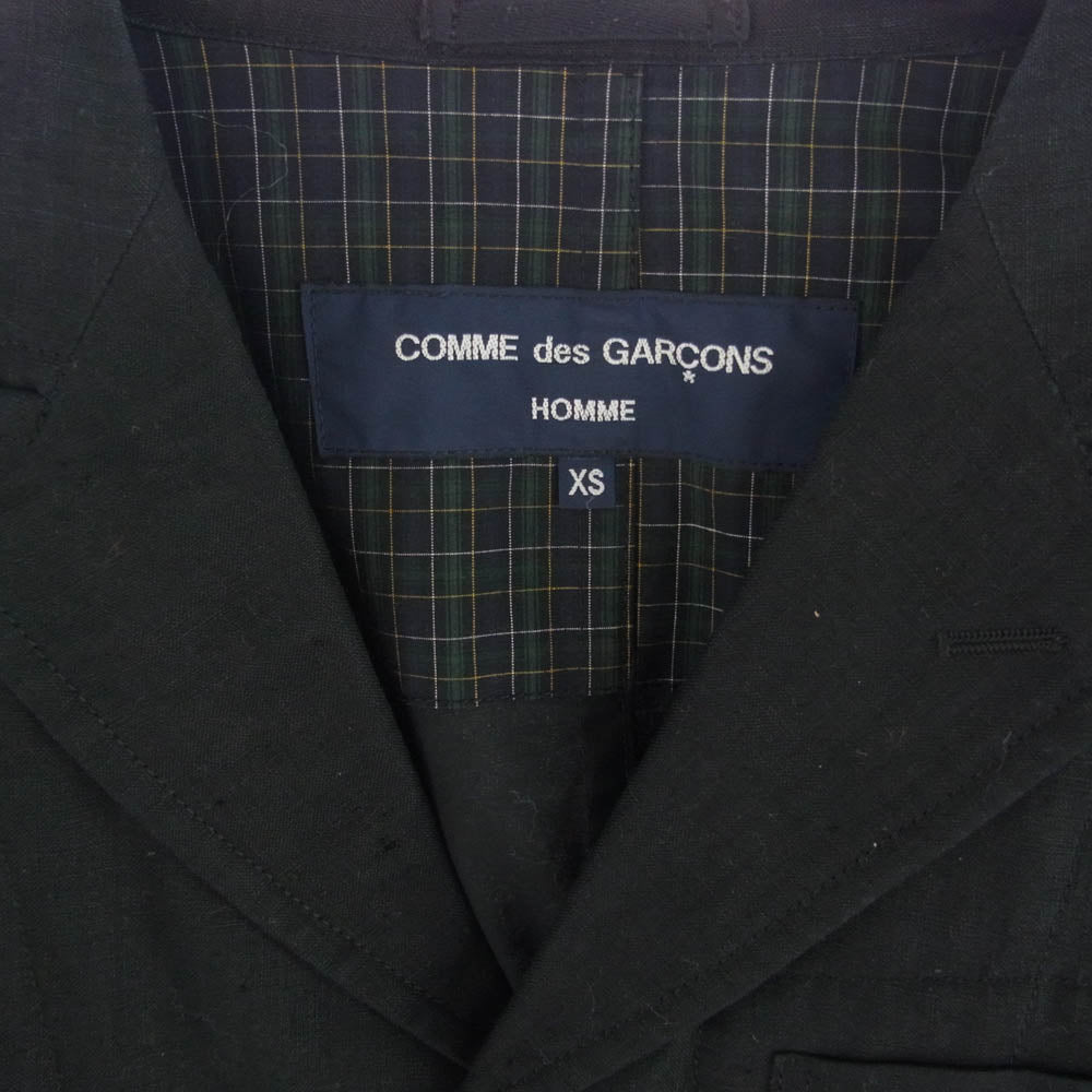 COMME des GARCONS HOMME コムデギャルソンオム AD2009 HE-J128 リネン テーラード ジャケット 3B ブラック系 XS【中古】