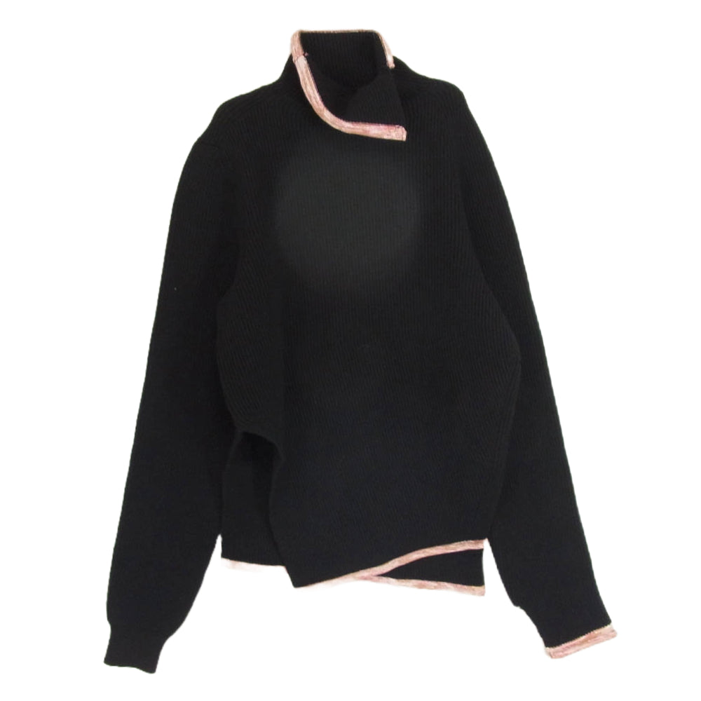 MAISON MARTIN MARGIELA メゾンマルタンマルジェラ 15AW S30HA0837 S15442 10ライン ここのえタグ ハイネック ウール ニット セーター スリット入り ブラック系 L【中古】