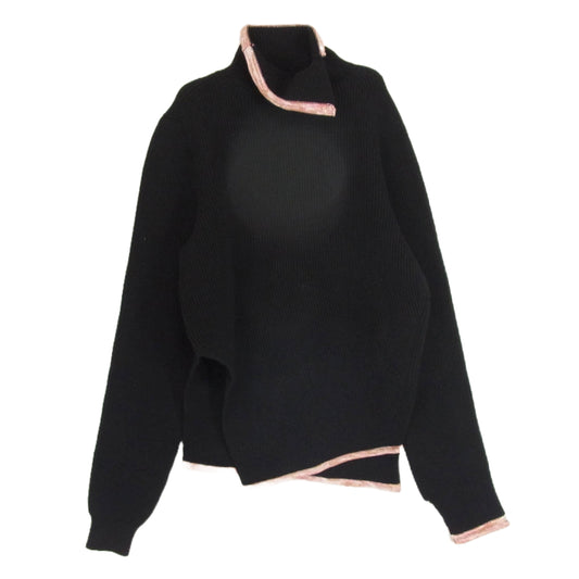 MAISON MARTIN MARGIELA メゾンマルタンマルジェラ 15AW S30HA0837 S15442 10ライン ここのえタグ ハイネック ウール ニット セーター スリット入り ブラック系 L【中古】