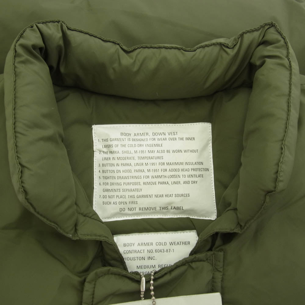 HOUSTON ヒューストン BODY ARMOR ミリタリー ボディー アーマー 中綿 ベスト カーキ系 M【中古】