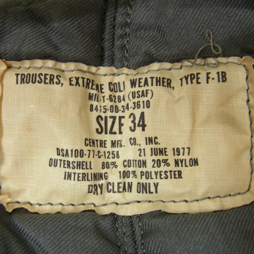 ヴィンテージ DSA100-77-C-1258 F-1B 70s 米軍実物 U.S.A.F F-1B フライト ミリタリー パンツ カーキ系 34【中古】