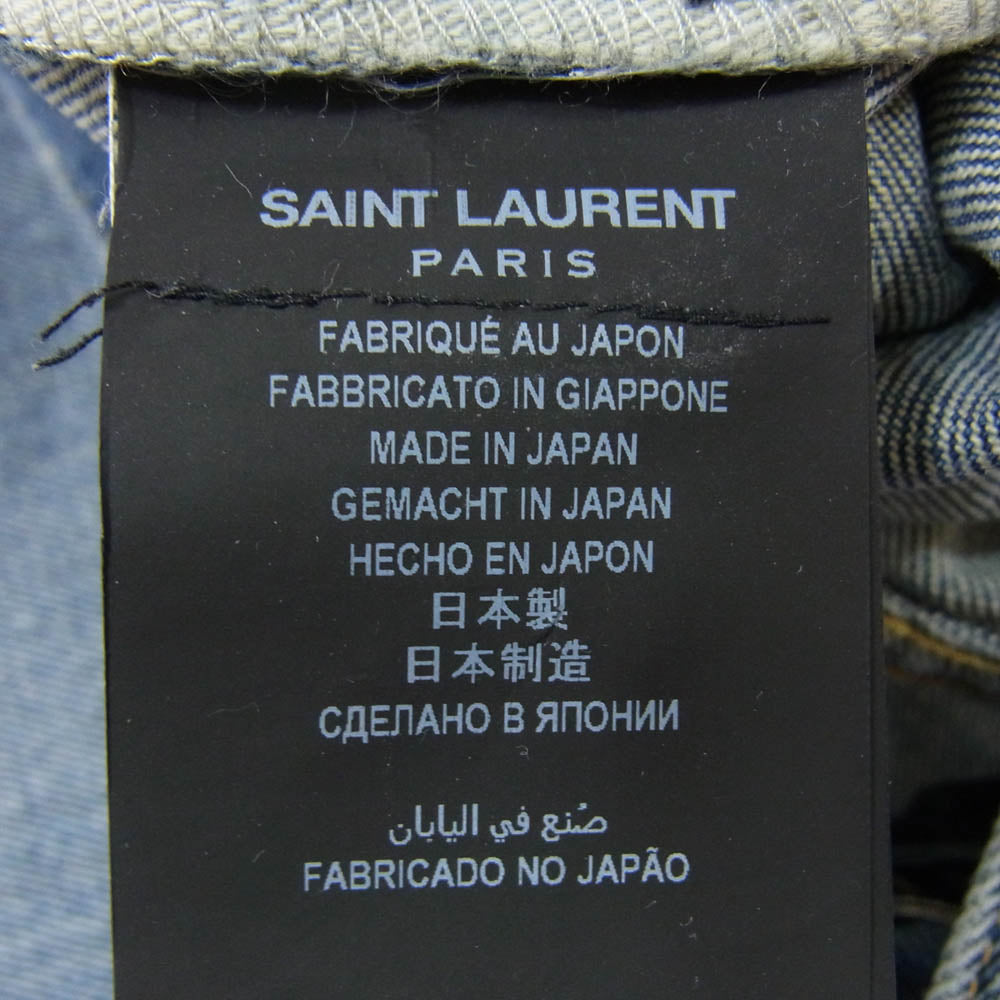 SAINT LAURENT サンローラン 527389 YB477 whiskered skinny jeans ジップフライ スキニー デニム パンツ インディゴブルー系 29【中古】