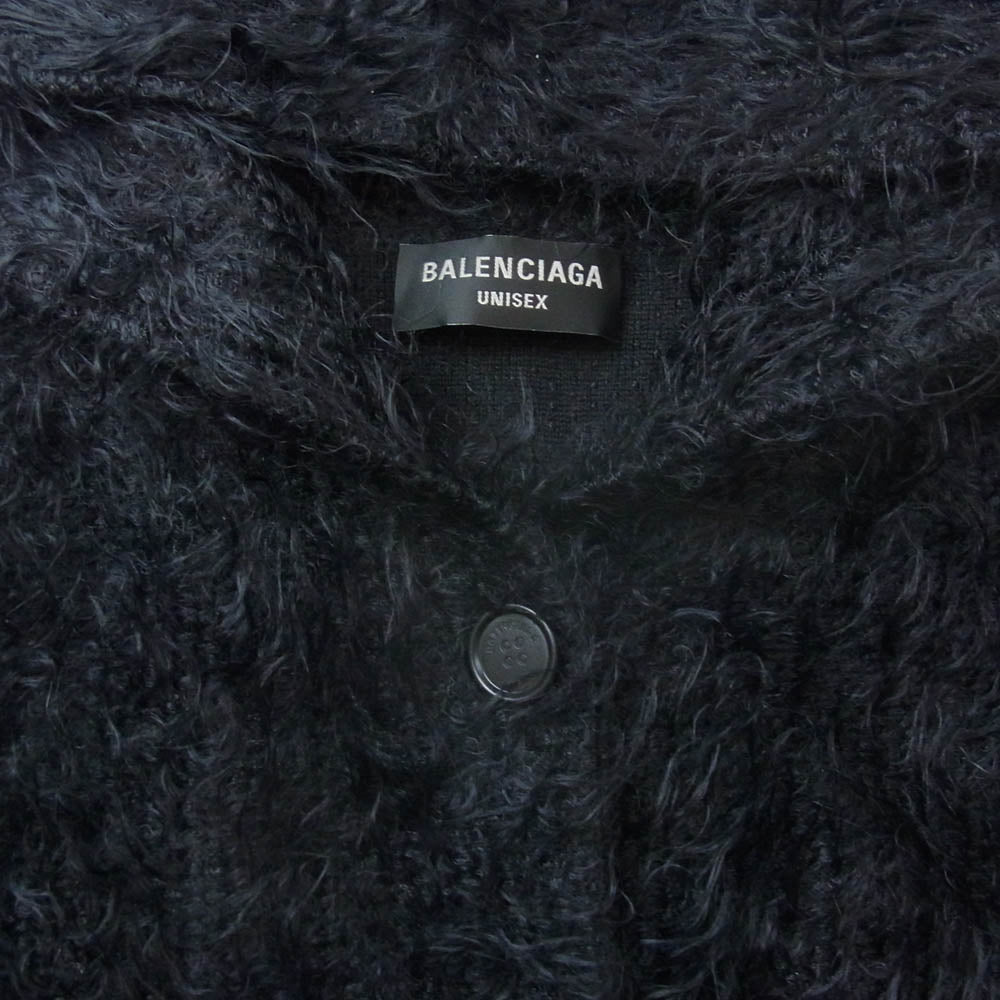 BALENCIAGA バレンシアガ 719001 T1657 Brushed Wool Hooded Cardigan ブラッシュド ウール フード付き カーディガン ブラック系 L【美品】【中古】