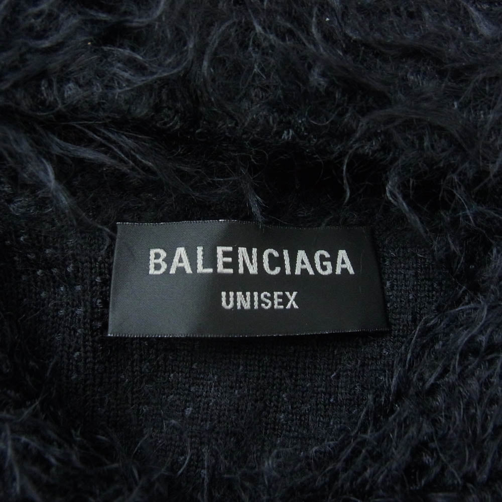 BALENCIAGA バレンシアガ 719001 T1657 Brushed Wool Hooded Cardigan ブラッシュド ウール フード付き カーディガン ブラック系 L【美品】【中古】