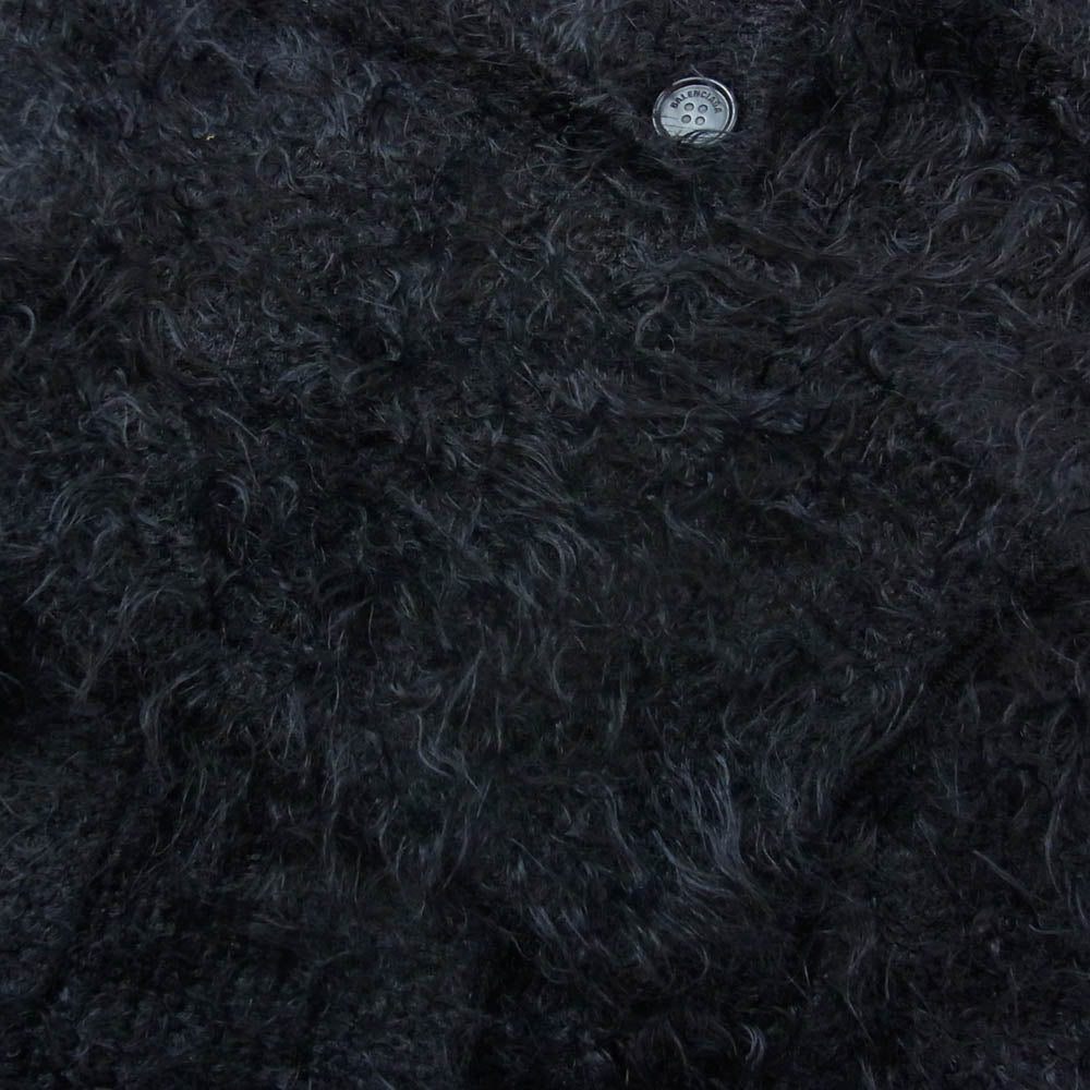 BALENCIAGA バレンシアガ 719001 T1657 Brushed Wool Hooded Cardigan ブラッシュド ウール フード付き カーディガン ブラック系 L【美品】【中古】