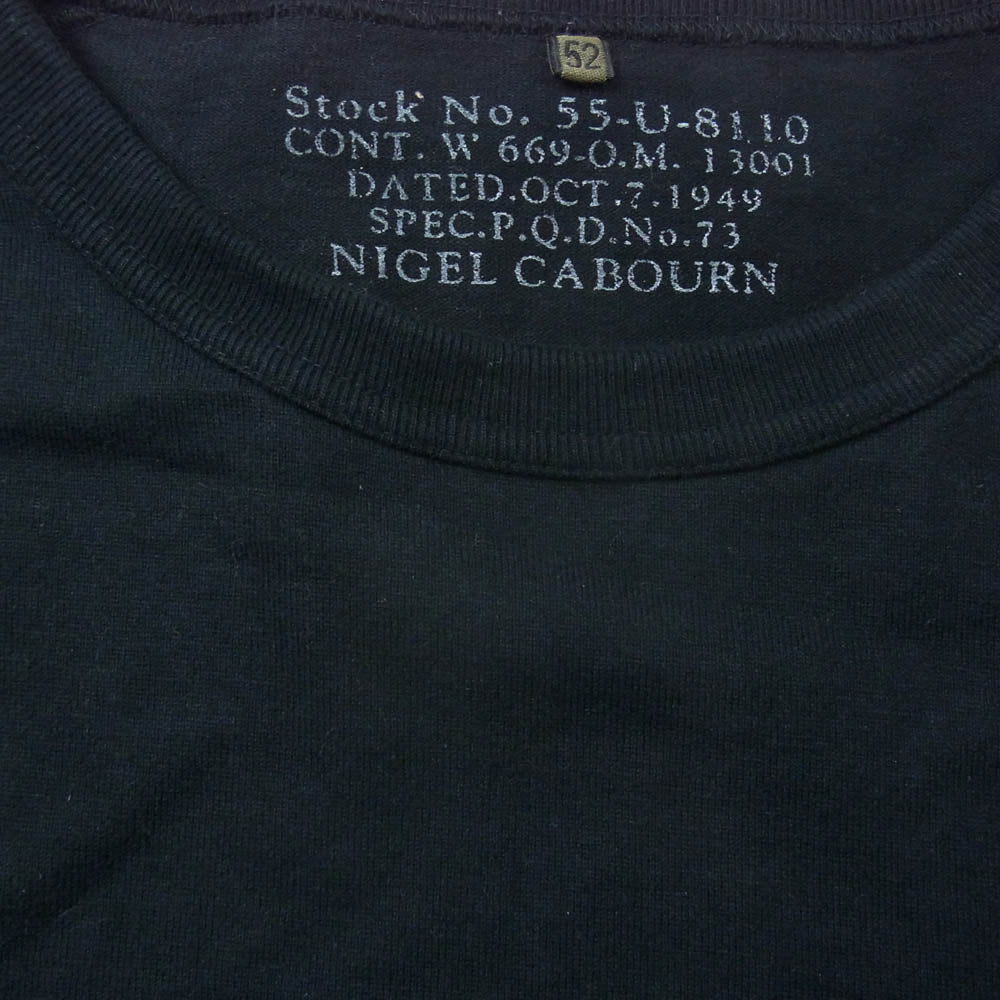 Nigel Cabourn ナイジェルケーボン 8048-00-21030 9.5oz BASIC T-SHIRT コットン 半袖 カットソー Tシャツ ネイビー系 52【中古】