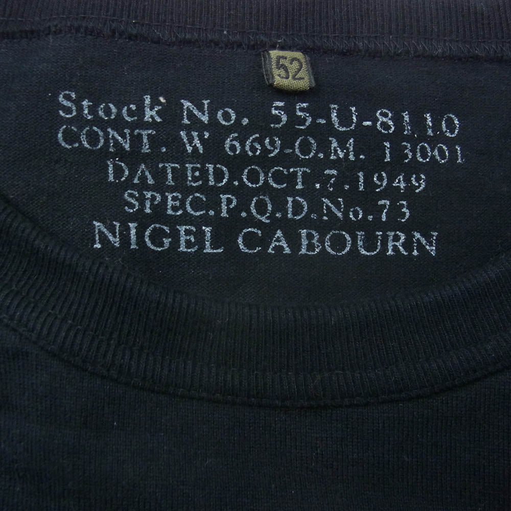 Nigel Cabourn ナイジェルケーボン 8048-00-21030 9.5oz BASIC T-SHIRT コットン 半袖 カットソー Tシャツ ネイビー系 52【中古】