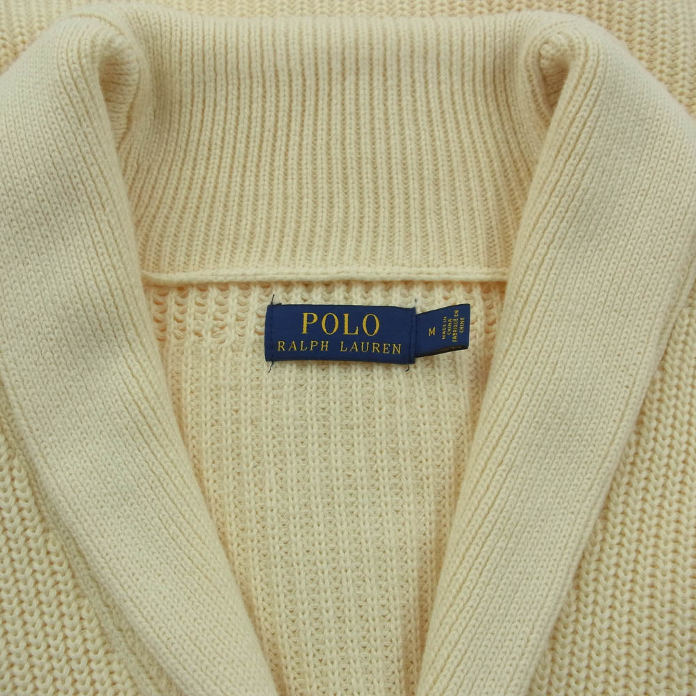 POLO RALPH LAUREN ポロ・ラルフローレン ショールカラー ニット カーディガン オフホワイト系 M【中古】