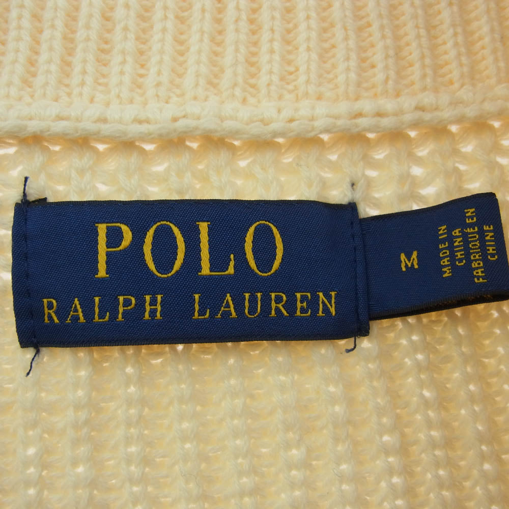POLO RALPH LAUREN ポロ・ラルフローレン ショールカラー ニット カーディガン オフホワイト系 M【中古】