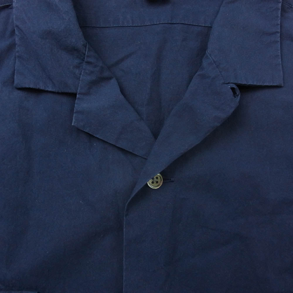 Nigel Cabourn ナイジェルケーボン 8040-00-11302 OPEN COLLARED SHIRT S/S オープンカラー 半袖 シャツ ネイビー系 52【中古】