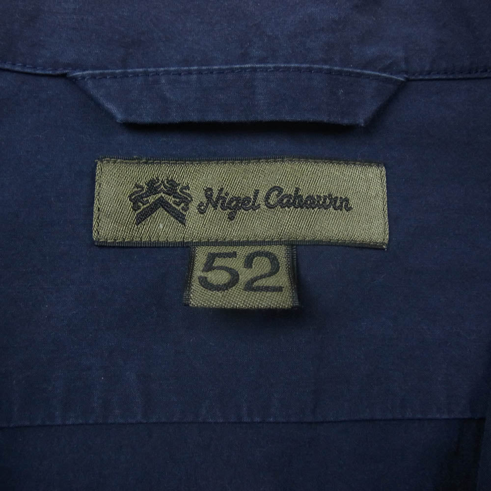 Nigel Cabourn ナイジェルケーボン 8040-00-11302 OPEN COLLARED SHIRT S/S オープンカラー 半袖 シャツ ネイビー系 52【中古】