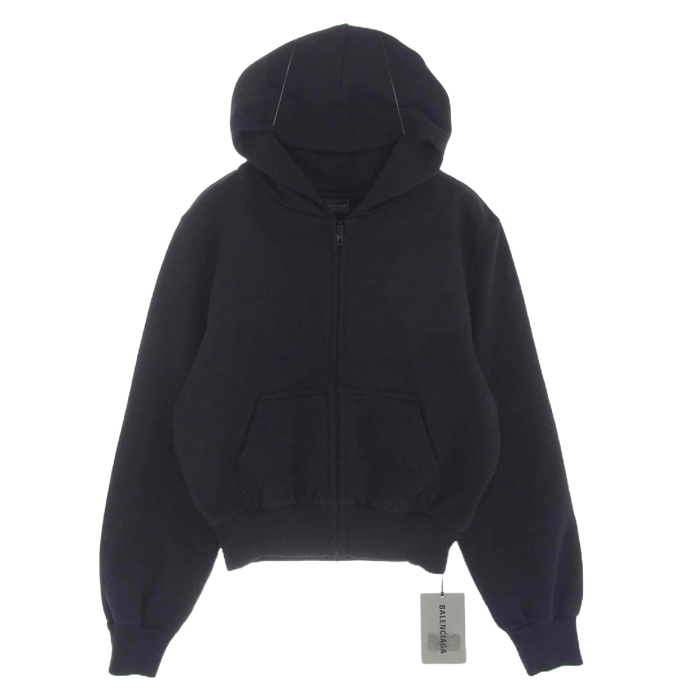 BALENCIAGA バレンシアガ 24SS 767839 TPVP8 バックロゴ ライトストーン コットン ジップアップ パーカー フーディー ブラック系 S【中古】