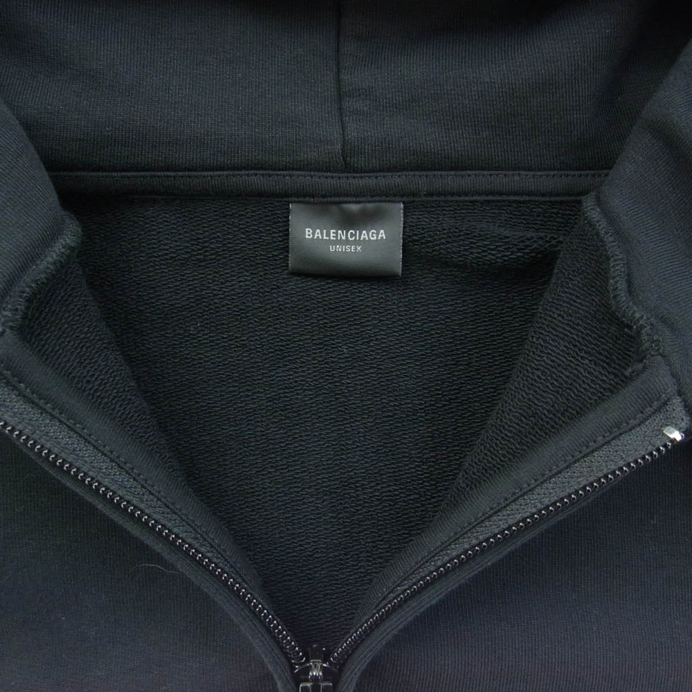 BALENCIAGA バレンシアガ 24SS 767839 TPVP8 バックロゴ ライトストーン コットン ジップアップ パーカー フーディー ブラック系 S【中古】
