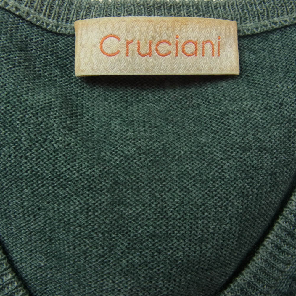 CRUCIANI クルチアーニ Vネック ウール ニット セーター グリーン系 46【中古】