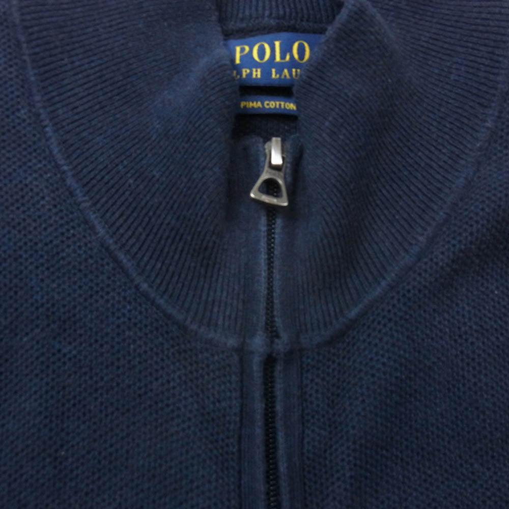 POLO RALPH LAUREN ポロ・ラルフローレン フルジップ ニット カーディガン ネイビー系 L【中古】