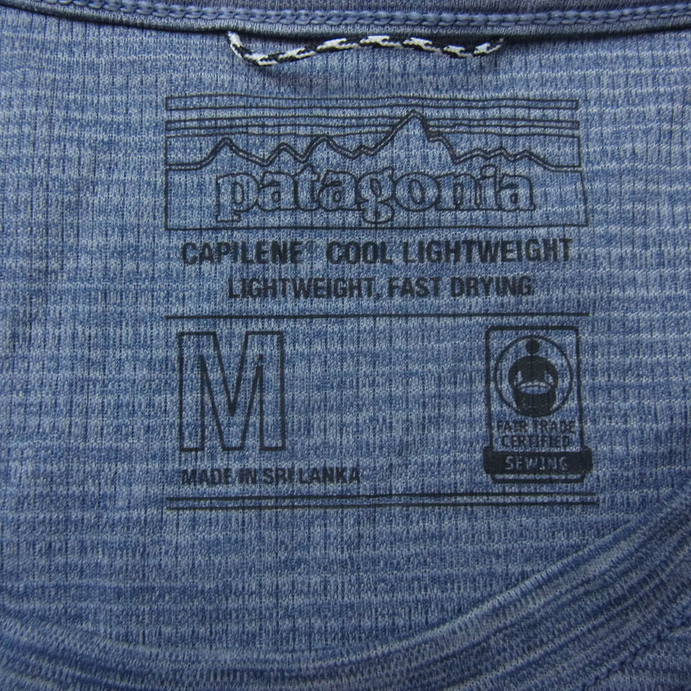 patagonia パタゴニア 45760 Cap Cool Lightweight Shirt  キャプリーン クール ライトウェイト Tシャツ ネイビー系 M【中古】