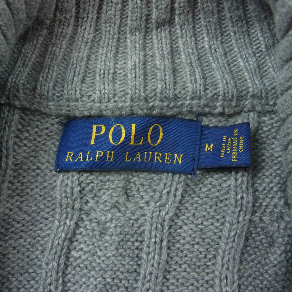 POLO RALPH LAUREN ポロ・ラルフローレン ケーブルニット ハーフジップ セーター グレー系 M【中古】