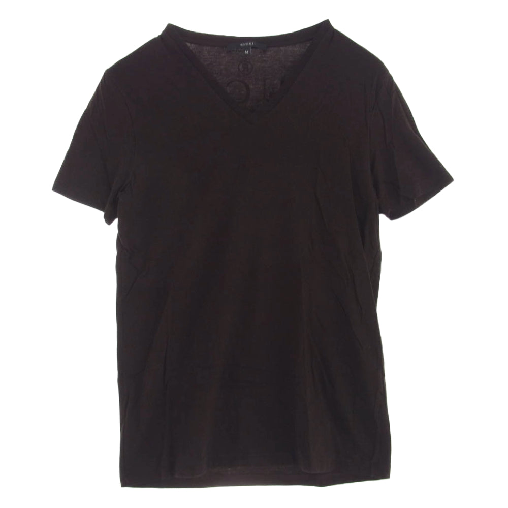 GUCCI グッチ 235090 X3469 バックプリント コットン Vネック 半袖 カットソー Tシャツ ブラウン系 M【中古】