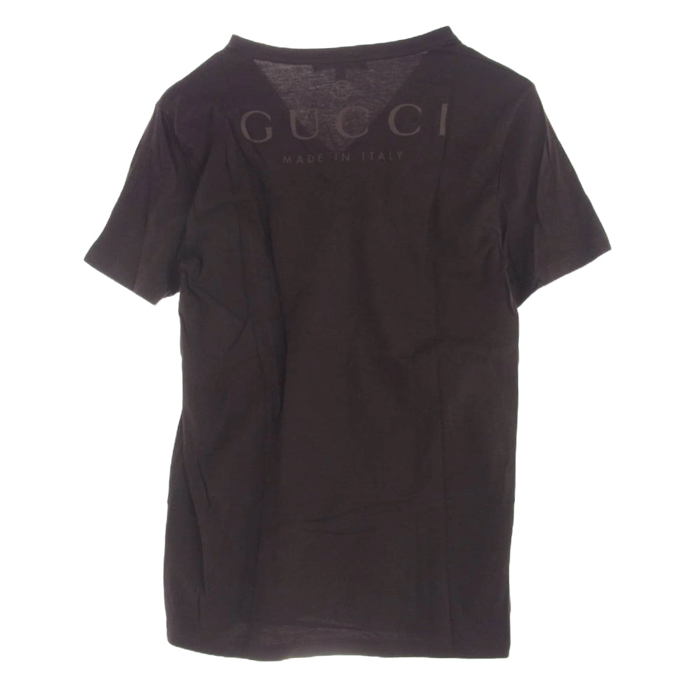 GUCCI グッチ 235090 X3469 バックプリント コットン Vネック 半袖 カットソー Tシャツ ブラウン系 M【中古】
