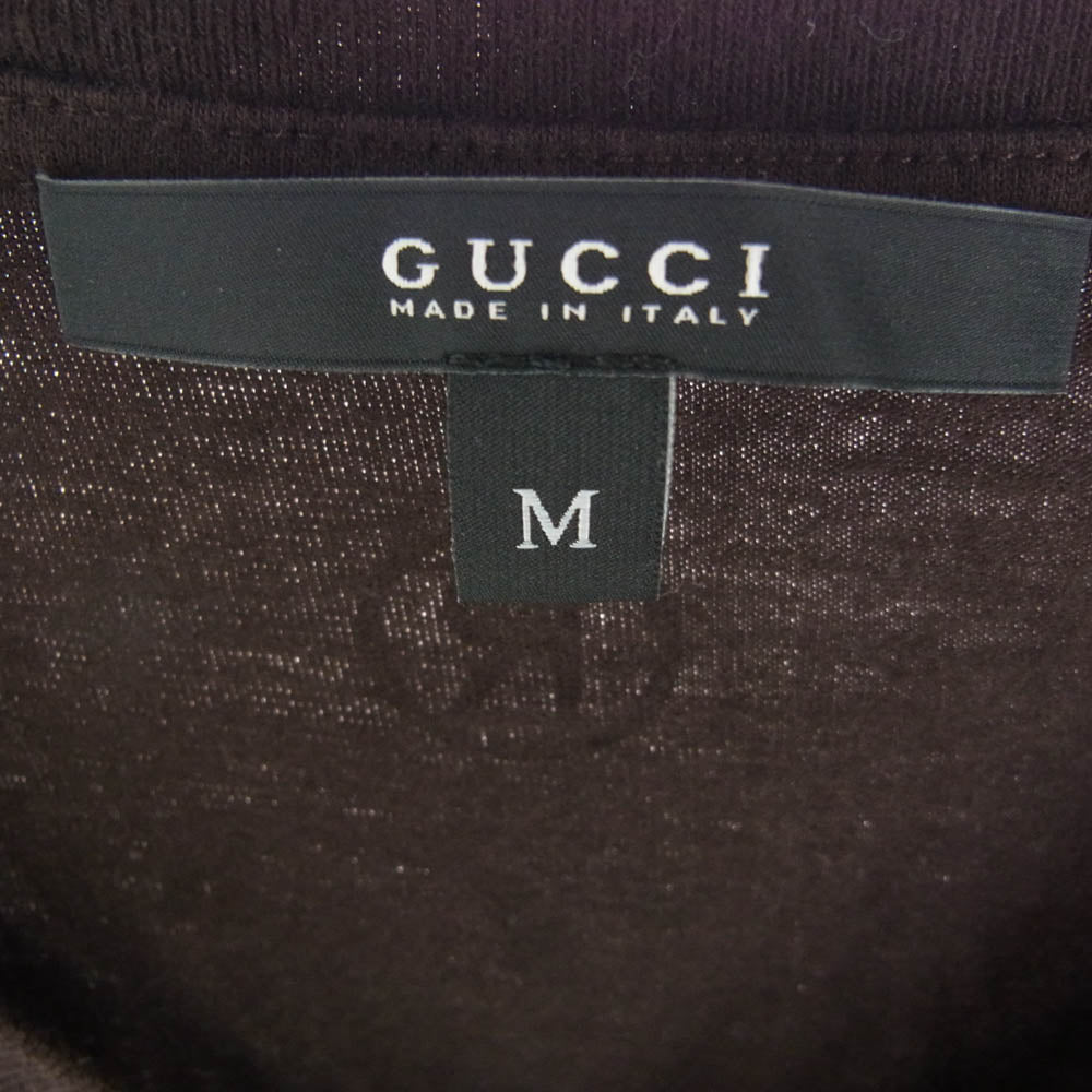 GUCCI グッチ 235090 X3469 バックプリント コットン Vネック 半袖 カットソー Tシャツ ブラウン系 M【中古】